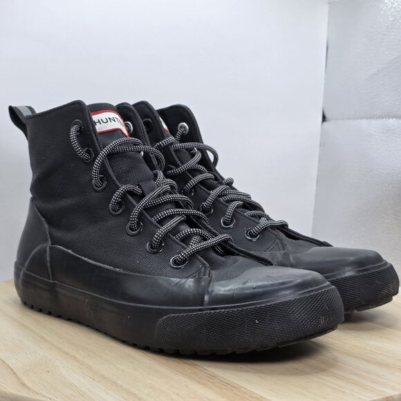Womens Size 8.5 - Hunter Target Dipped Canvas High-Top Sneakers Black on Black - Picture 5 of 9